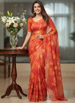 Load image into Gallery viewer, Latest Garden Vareli Printed Nara Chiffon Saree
