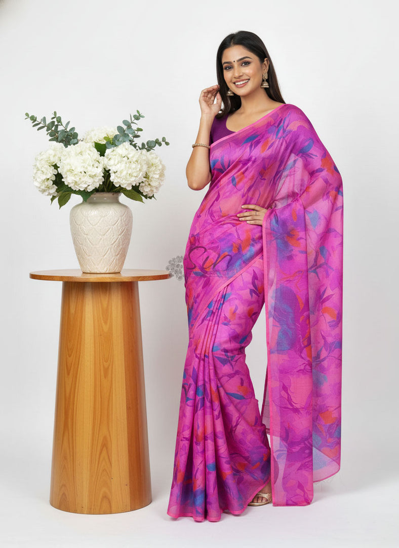 Latest Garden Vareli Printed Nara Chiffon Saree