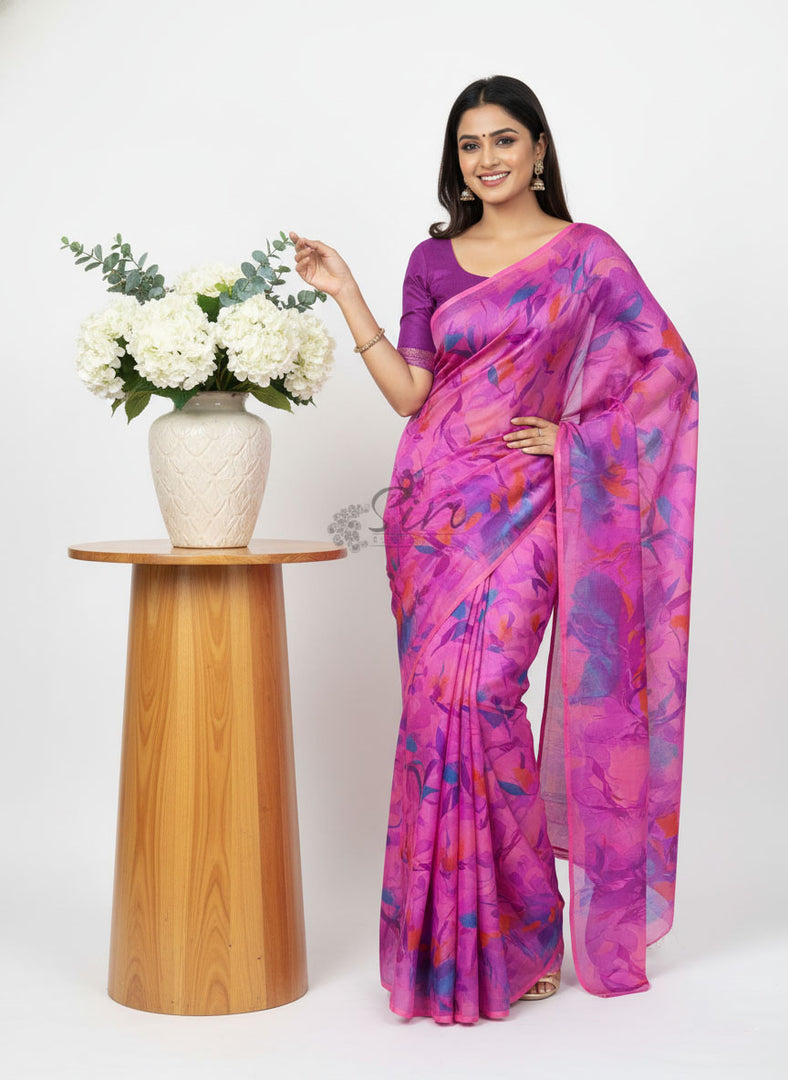 Latest Garden Vareli Printed Nara Chiffon Saree