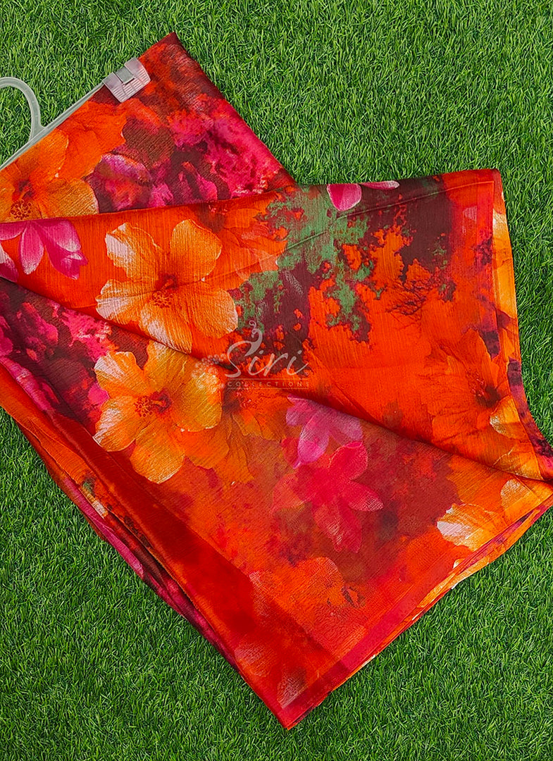 Latest Garden Vareli Printed Nara Chiffon Saree