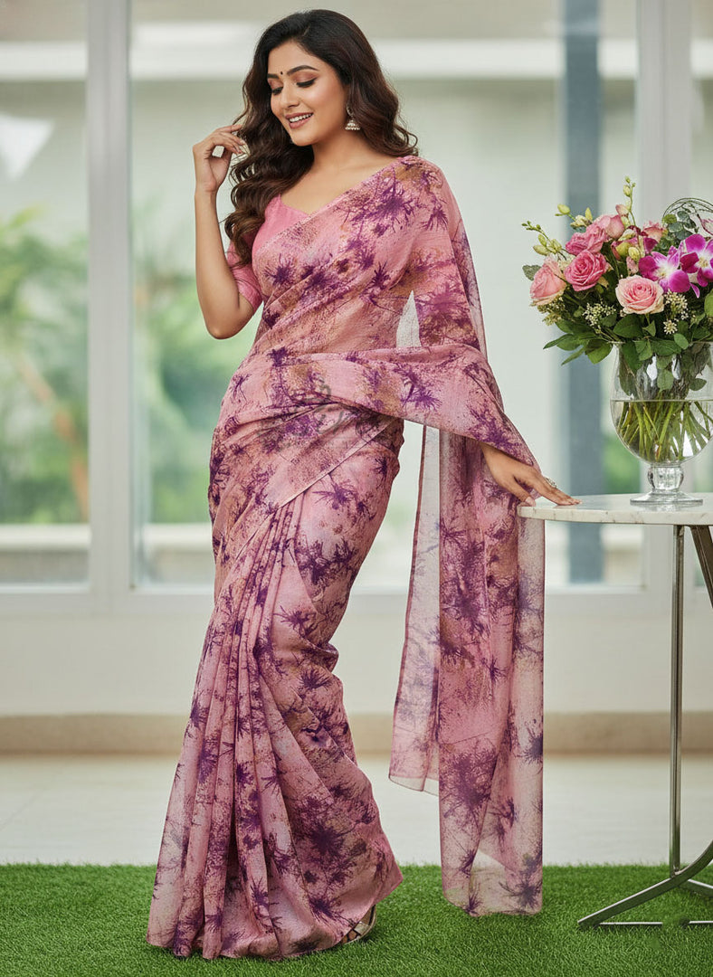 Garden Vareli Printed Nara Chiffon Saree