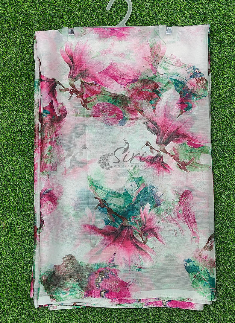 High Quality Garden Vareli Printed Nara Chiffon Saree