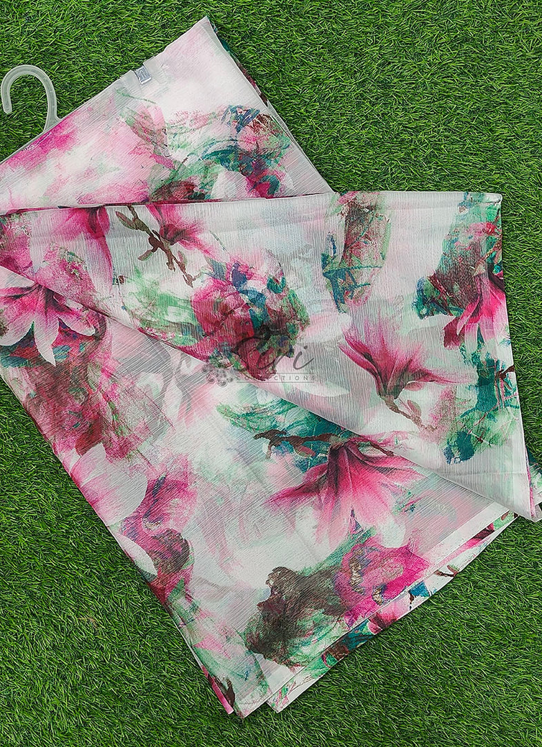 High Quality Garden Vareli Printed Nara Chiffon Saree