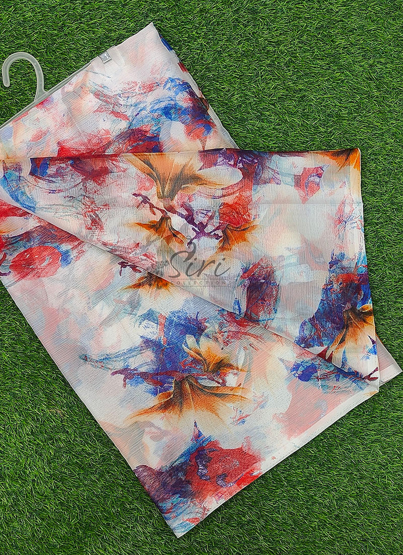 High Quality Garden Vareli Printed Nara Chiffon Saree