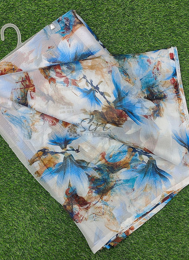 High Quality Garden Vareli Printed Nara Chiffon Saree