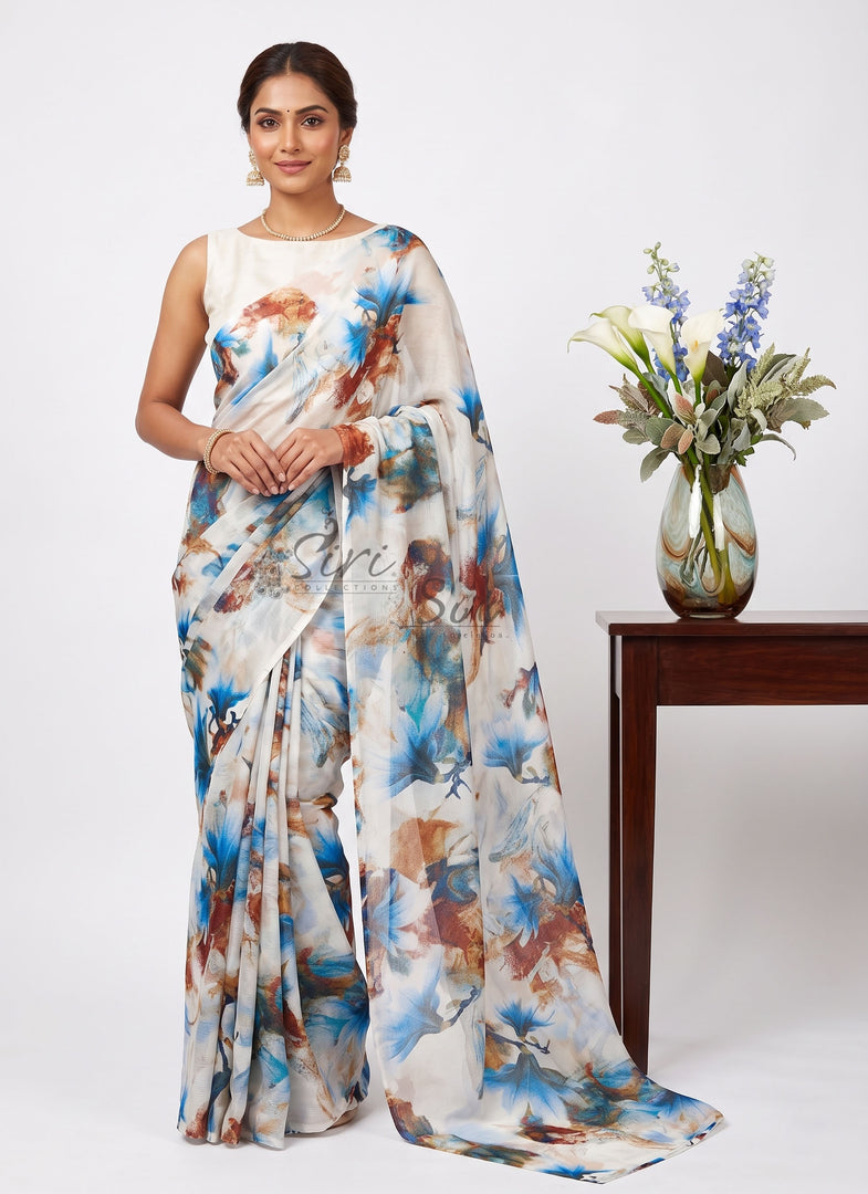 High Quality Garden Vareli Printed Nara Chiffon Saree