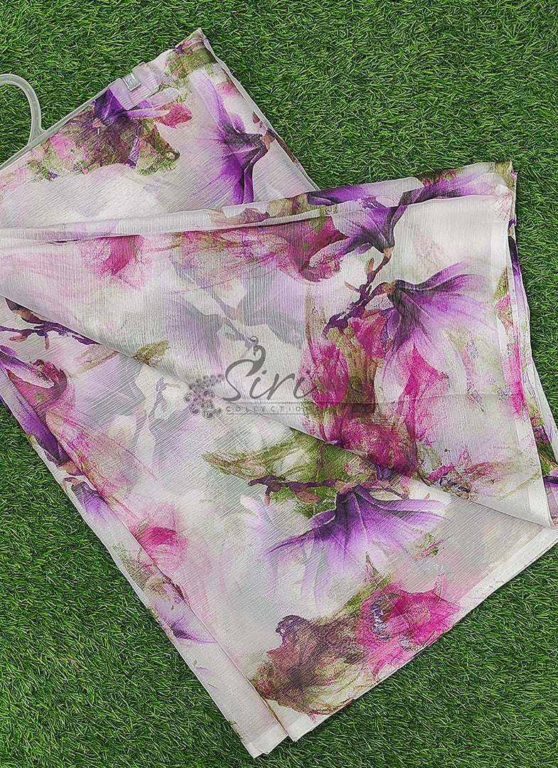 High Quality Garden Vareli Printed Nara Chiffon Saree