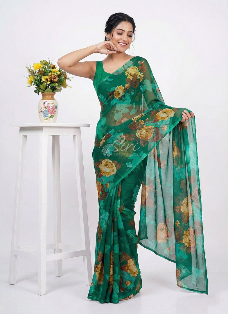 High Quality Garden Vareli Printed Nara Chiffon Saree