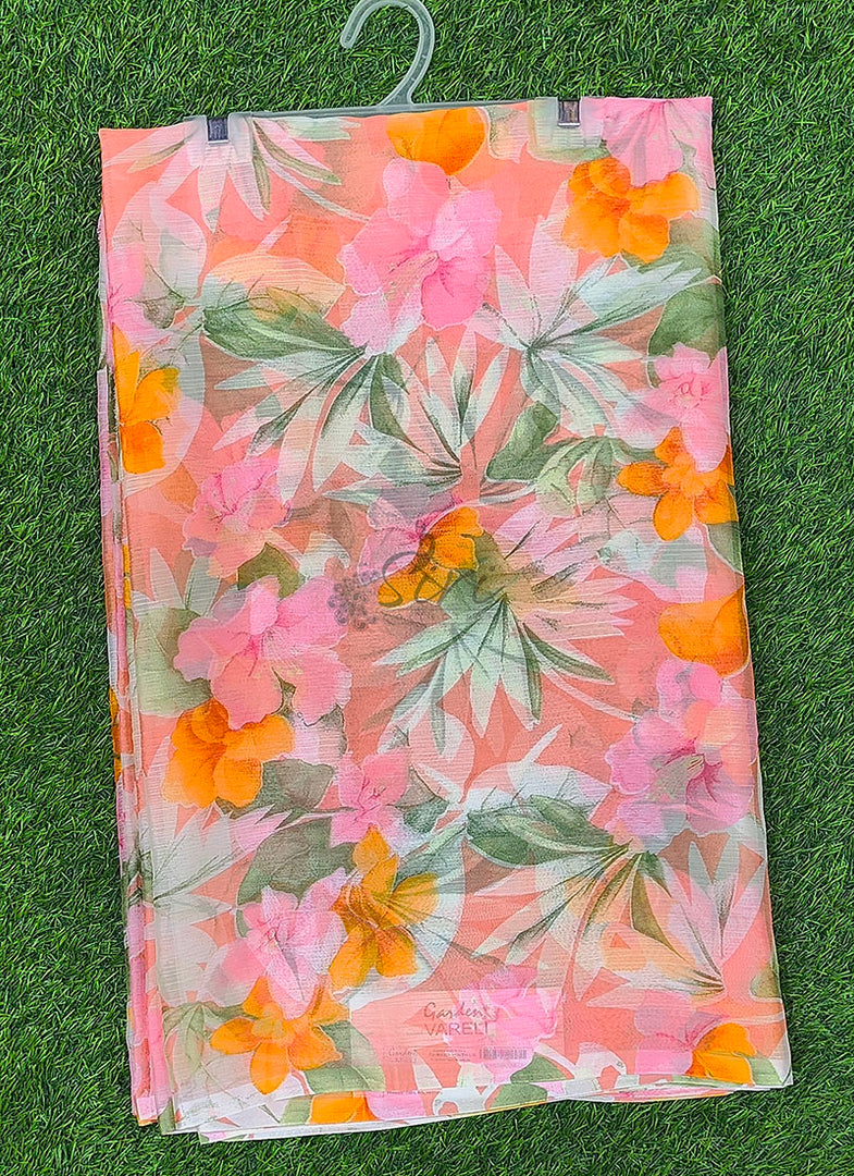 High Quality Garden Vareli Printed Nara Chiffon Saree