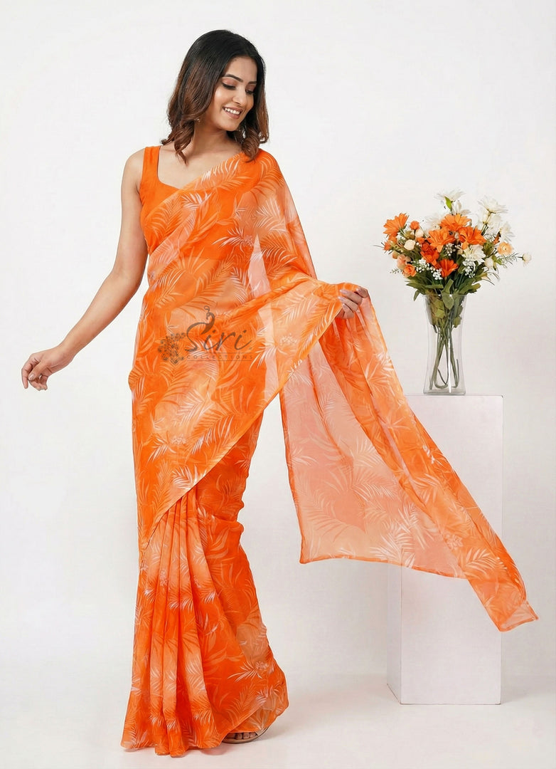 High Quality Garden Vareli Printed Nara Chiffon Saree