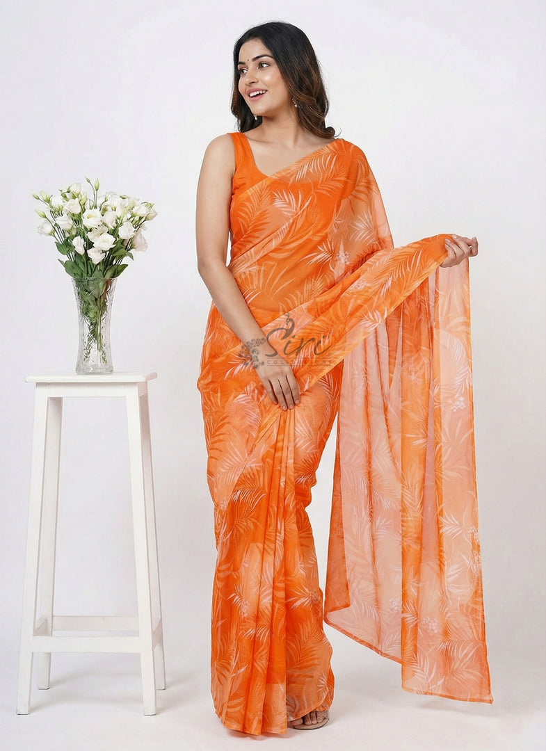 High Quality Garden Vareli Printed Nara Chiffon Saree