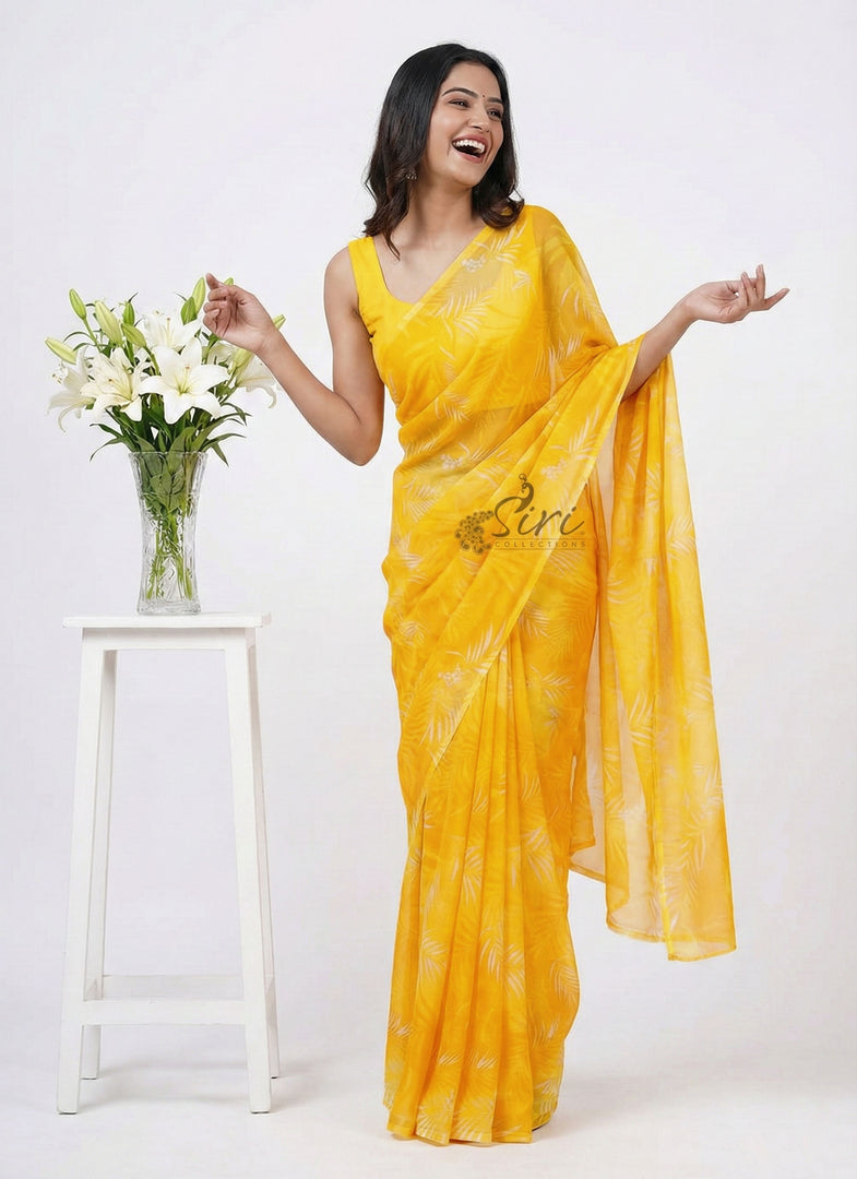 High Quality Garden Vareli Printed Nara Chiffon Saree
