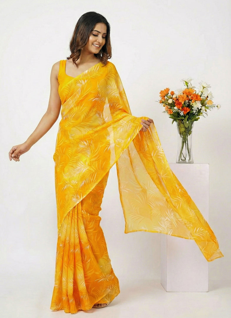 High Quality Garden Vareli Printed Nara Chiffon Saree