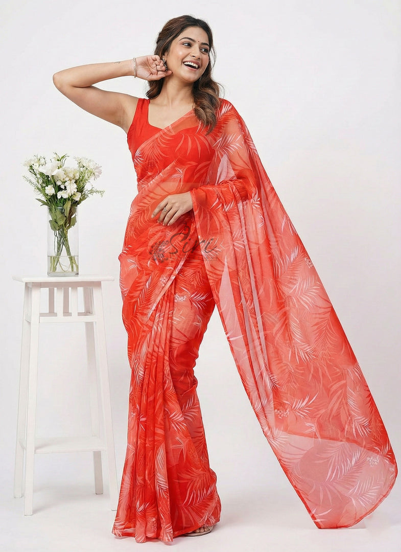 High Quality Garden Vareli Printed Nara Chiffon Saree