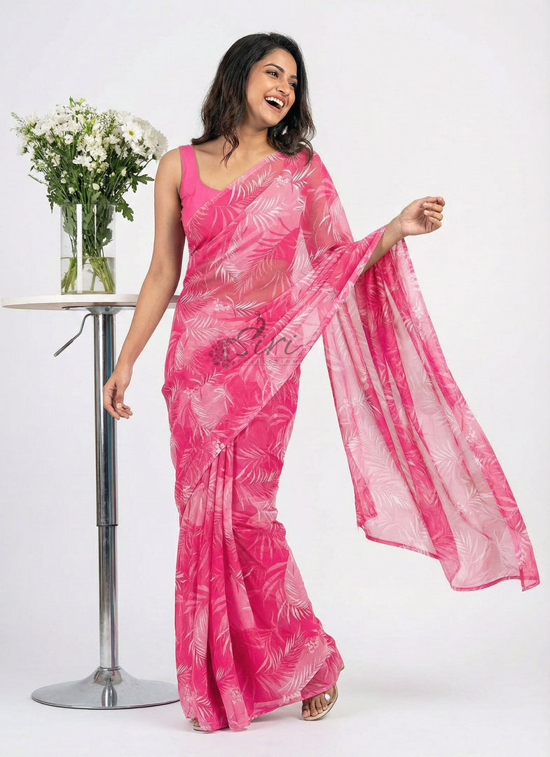 High Quality Garden Vareli Printed Nara Chiffon Saree