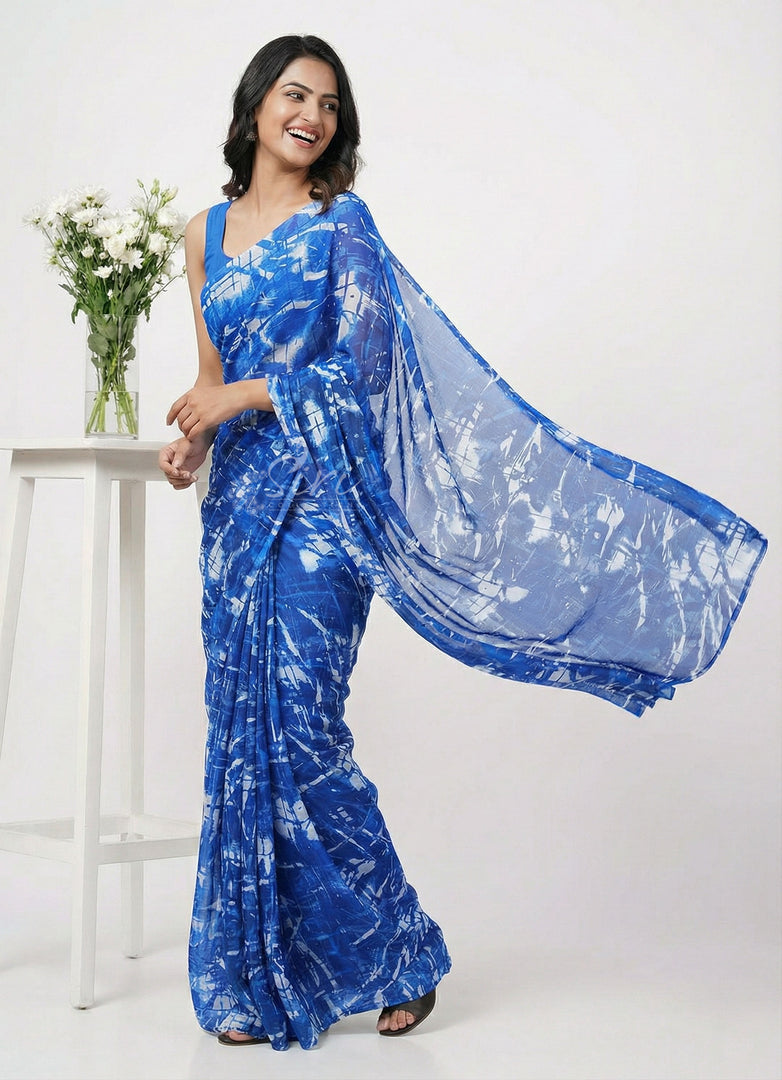 High Quality Garden Vareli Printed Nara Chiffon Saree