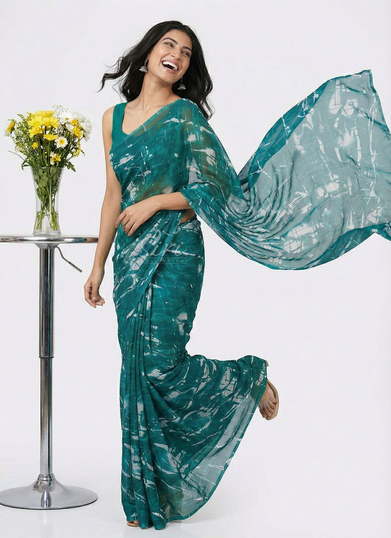High Quality Garden Vareli Printed Nara Chiffon Saree
