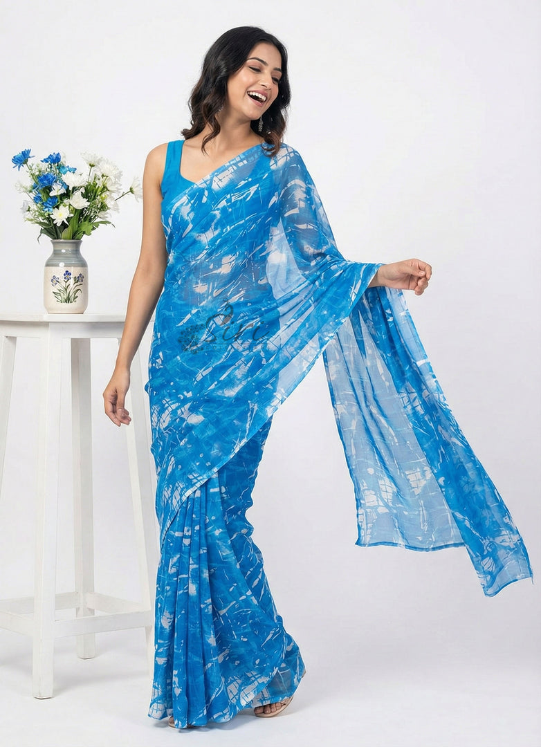 High Quality Garden Vareli Printed Nara Chiffon Saree