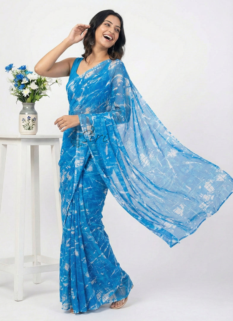 High Quality Garden Vareli Printed Nara Chiffon Saree