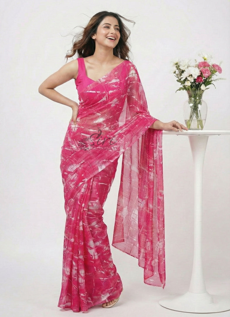 High Quality Garden Vareli Printed Nara Chiffon Saree