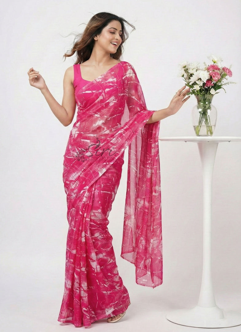 High Quality Garden Vareli Printed Nara Chiffon Saree