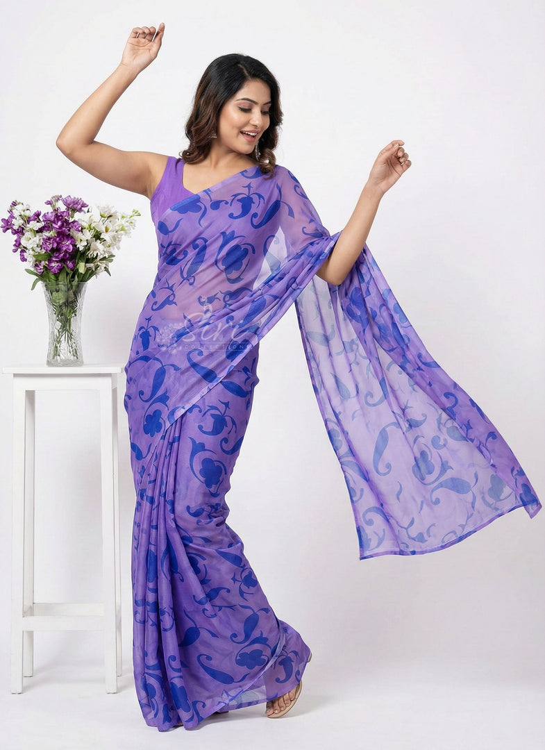 High Quality Garden Vareli Printed Nara Chiffon Saree