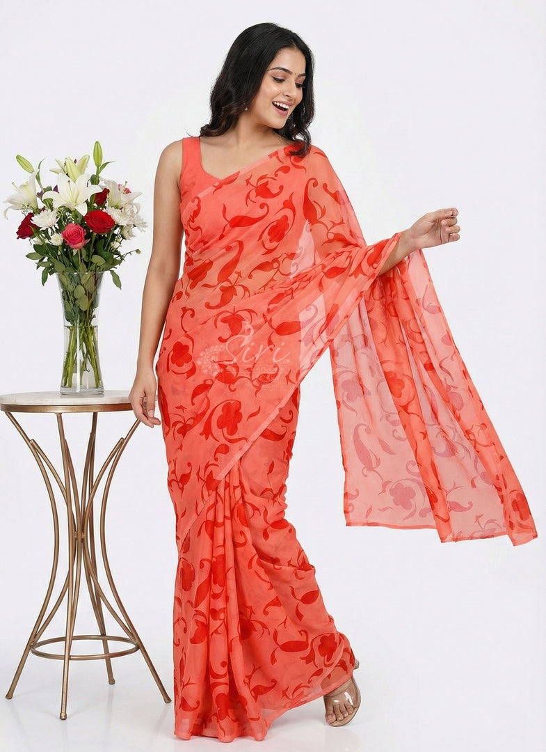 High Quality Garden Vareli Printed Nara Chiffon Saree