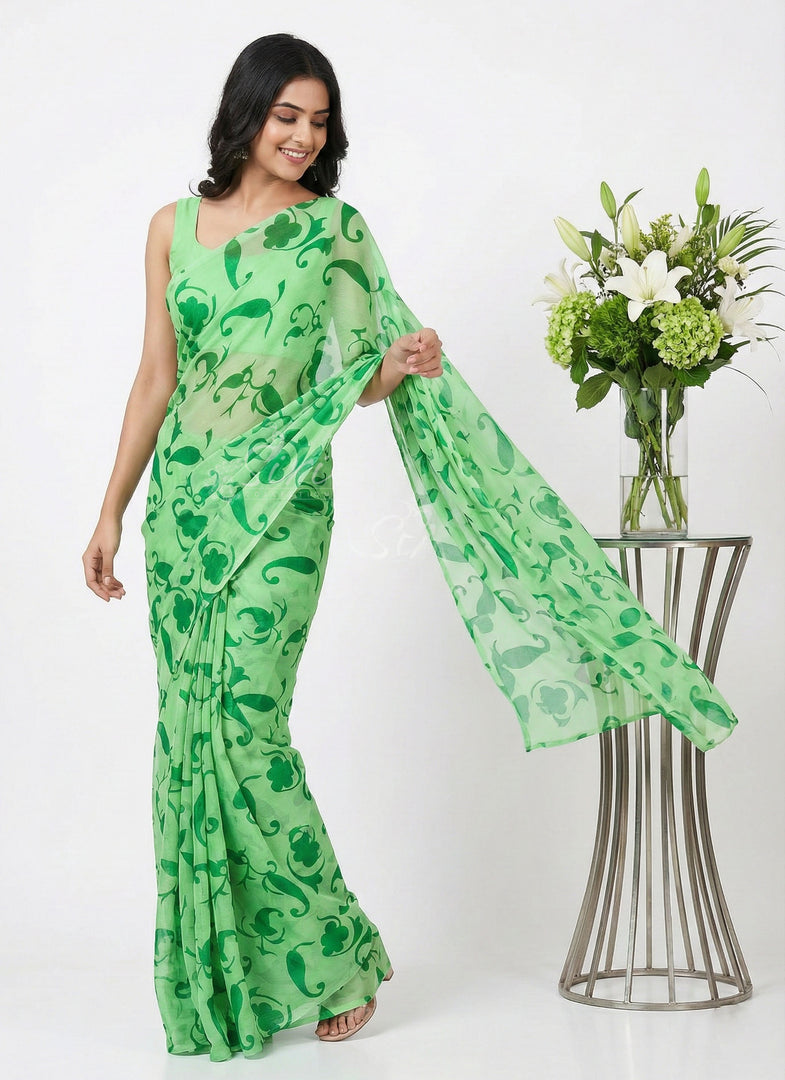 High Quality Garden Vareli Printed Nara Chiffon Saree