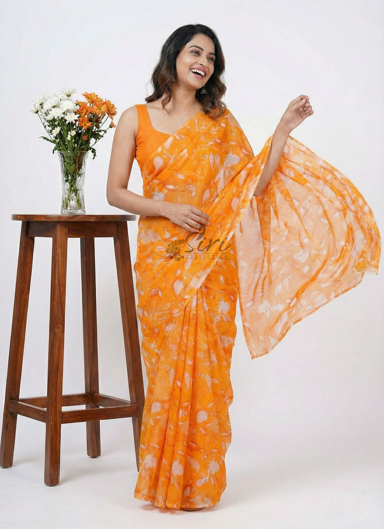 High Quality Garden Vareli Printed Nara Chiffon Saree