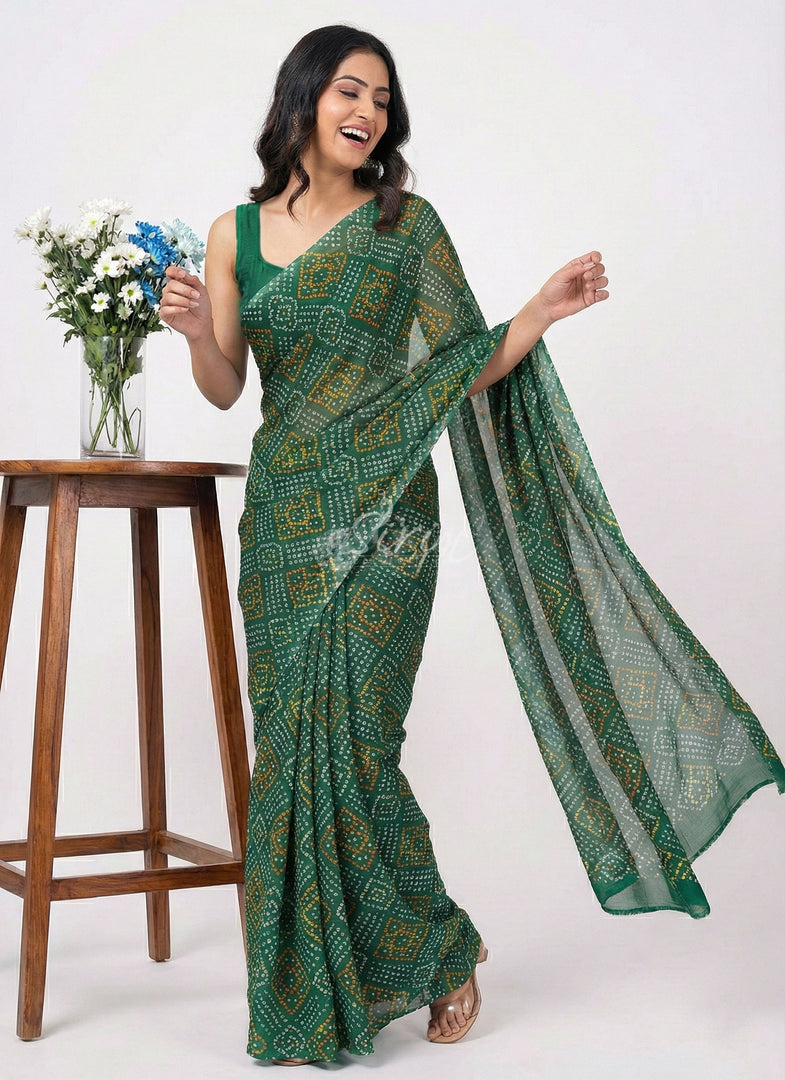 High Quality Garden Vareli Printed Nara Chiffon Saree