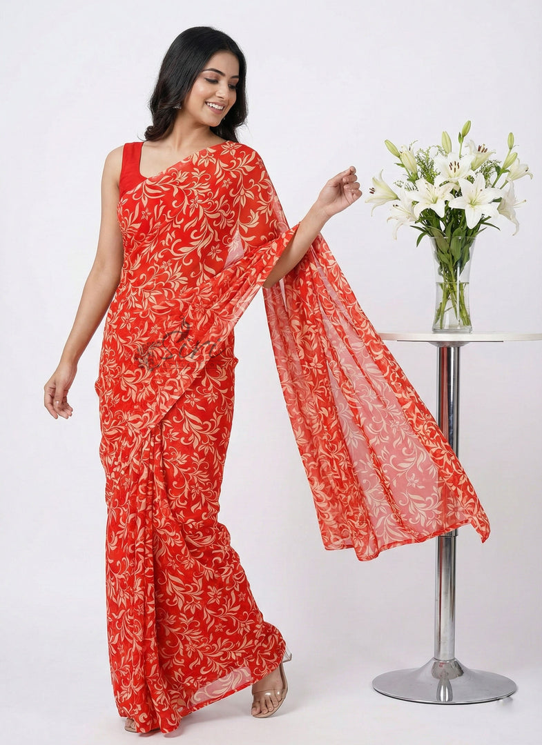 High Quality Garden Vareli Printed Nara Chiffon Saree