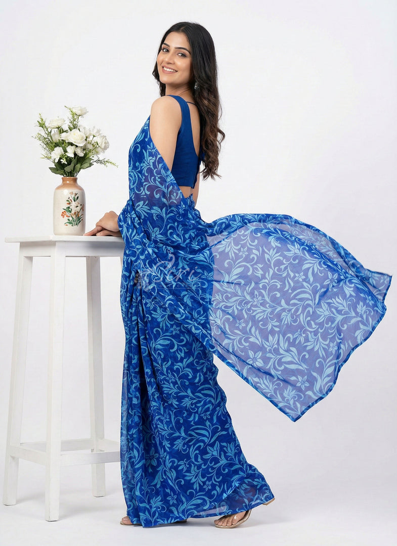 High Quality Garden Vareli Printed Nara Chiffon Saree