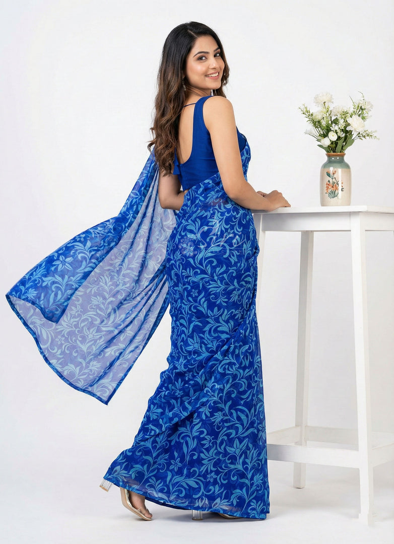 High Quality Garden Vareli Printed Nara Chiffon Saree