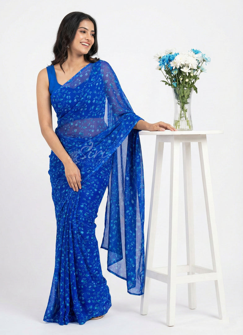 High Quality Garden Vareli Printed Nara Chiffon Saree