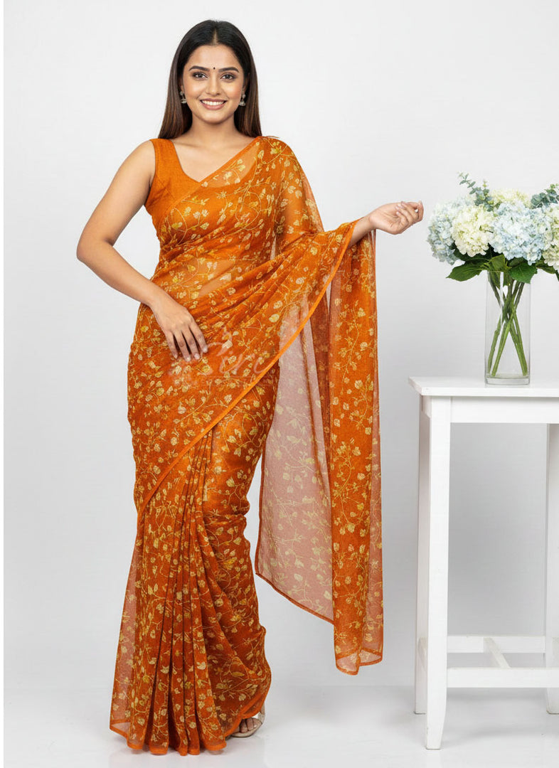 High Quality Garden Vareli Printed Nara Chiffon Saree