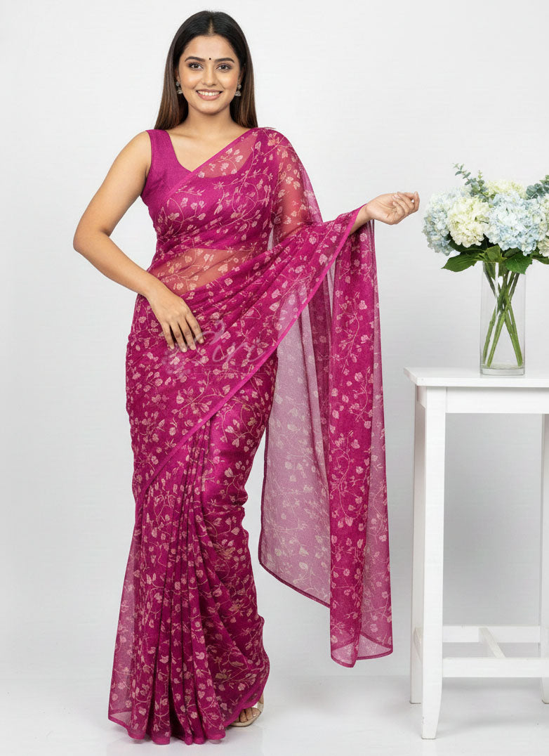 High Quality Garden Vareli Printed Nara Chiffon Saree