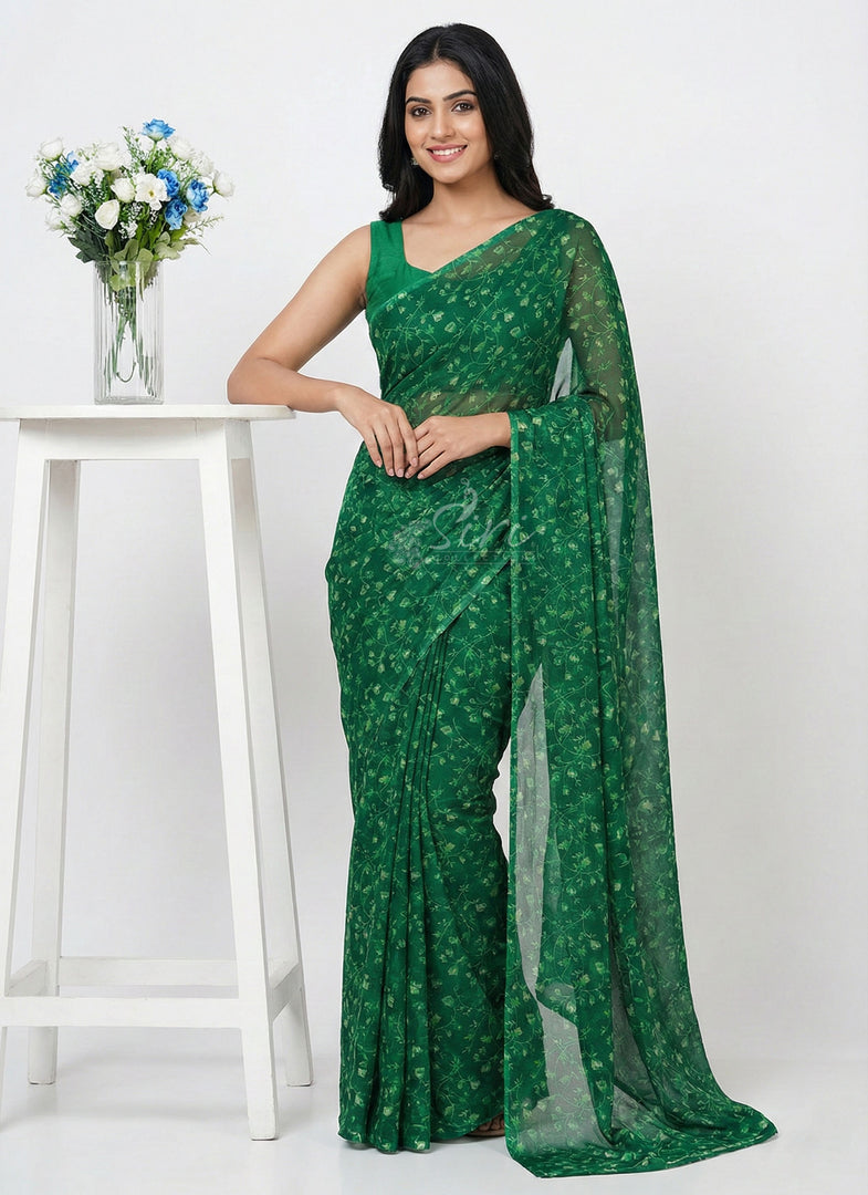 High Quality Garden Vareli Printed Nara Chiffon Saree