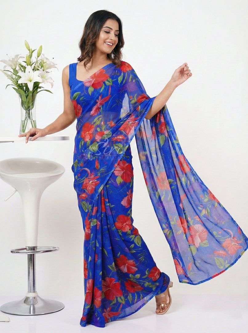 High Quality Garden Vareli Printed Nara Chiffon Saree