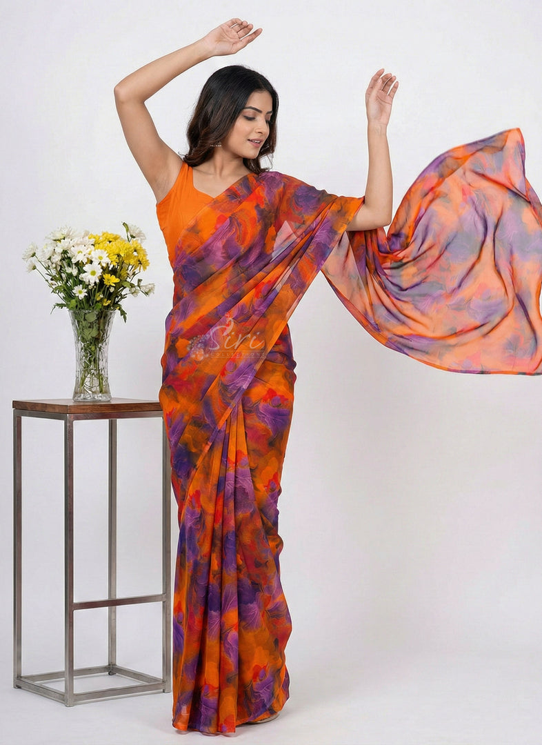 High Quality Garden Vareli Printed Nara Chiffon Saree