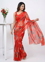 Load image into Gallery viewer, Authentic Garden Vareli Printed Nara Chiffon Saree