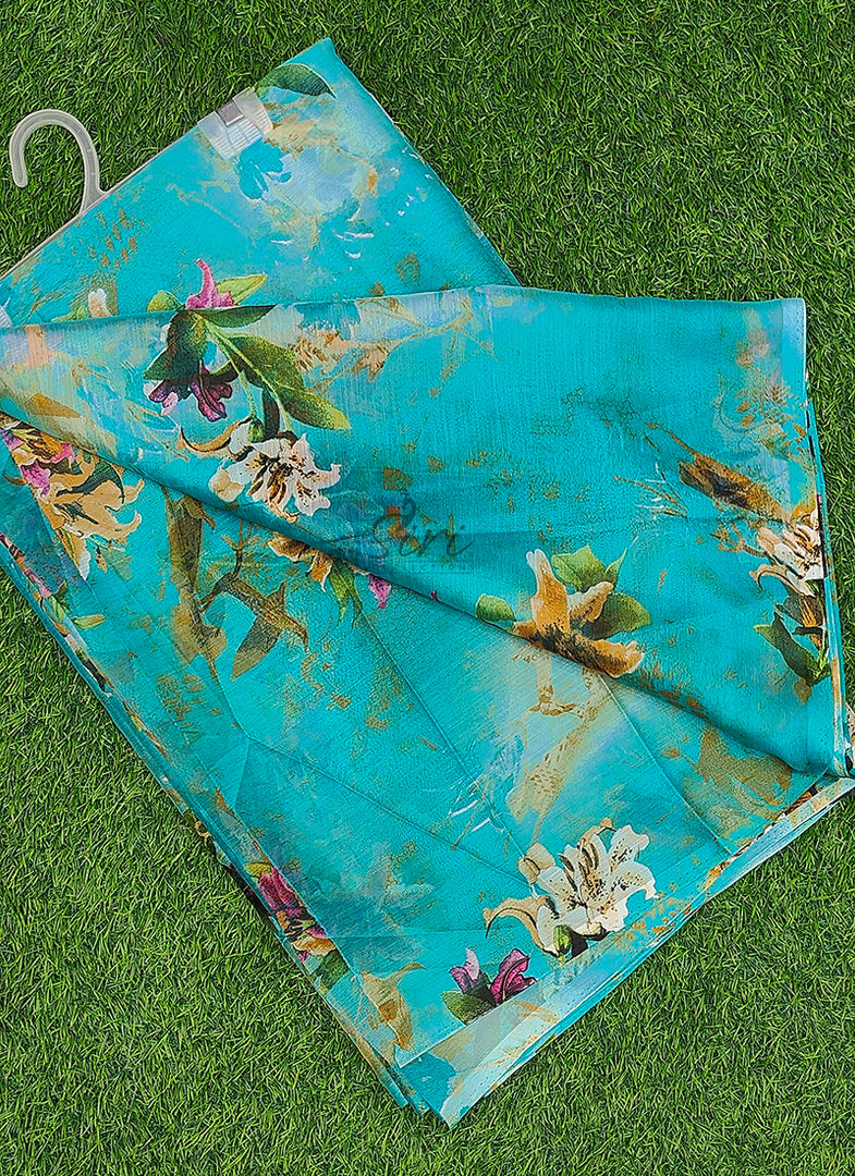 Authentic Garden Vareli Printed Nara Chiffon Saree