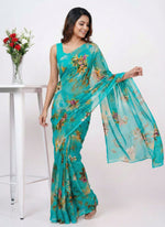 Load image into Gallery viewer, Authentic Garden Vareli Printed Nara Chiffon Saree
