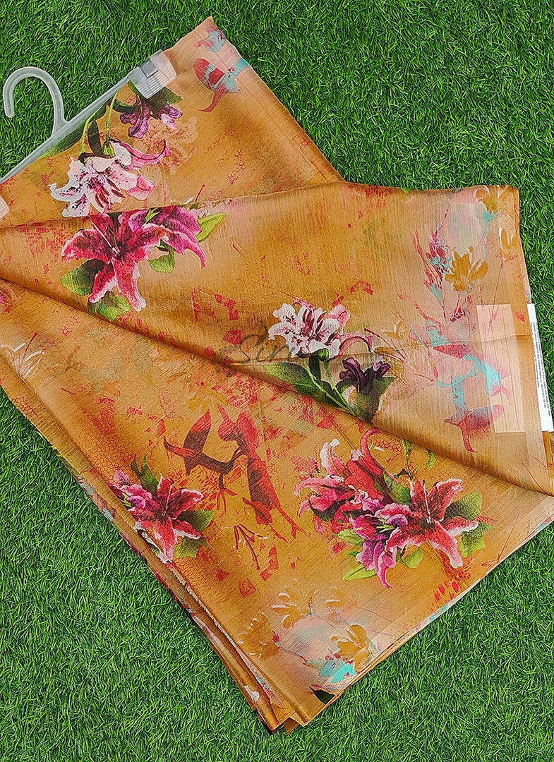 Authentic Garden Vareli Printed Nara Chiffon Saree