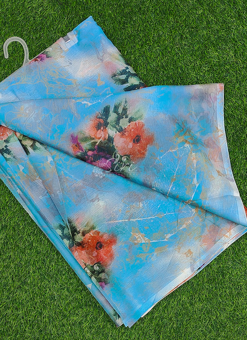 High Quality Garden Vareli Printed Nara Chiffon Saree