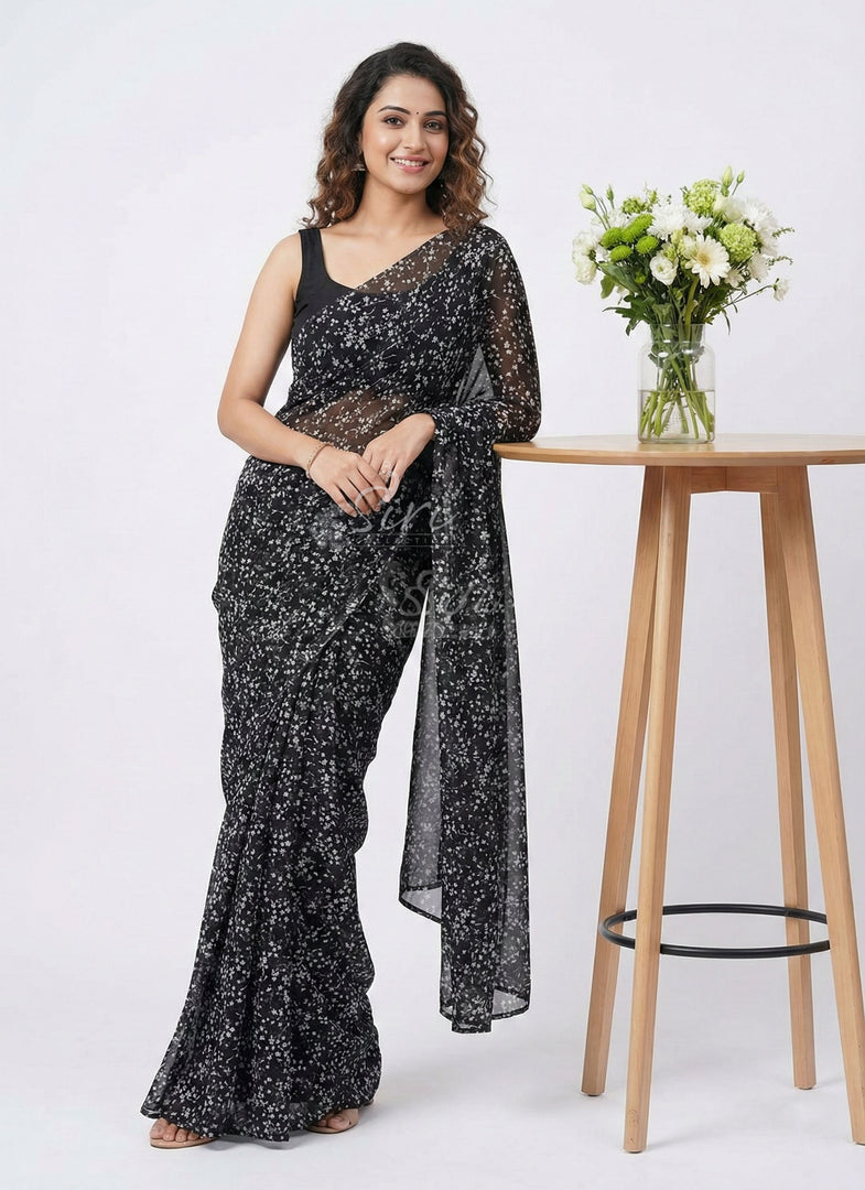 High Quality Garden Vareli Printed Nara Chiffon Saree