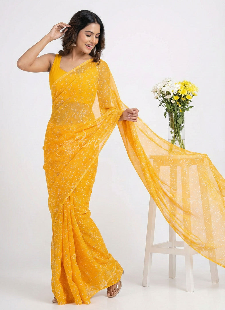 High Quality Garden Vareli Printed Nara Chiffon Saree