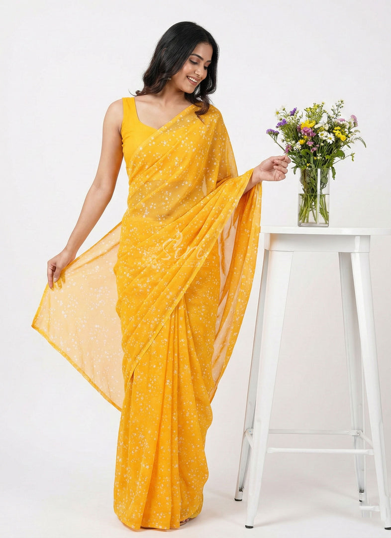 High Quality Garden Vareli Printed Nara Chiffon Saree