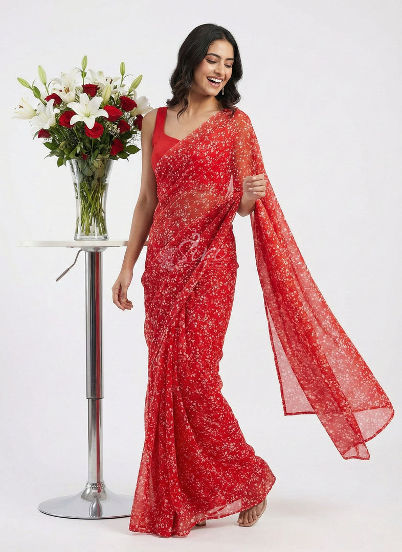 High Quality Garden Vareli Printed Nara Chiffon Saree