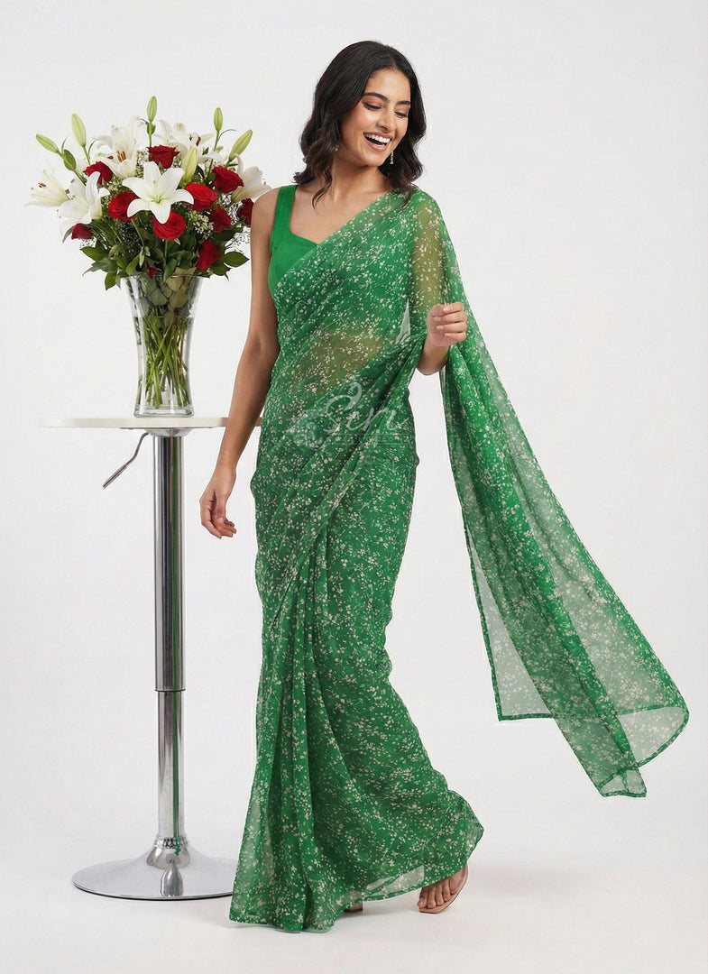 High Quality Garden Vareli Printed Nara Chiffon Saree