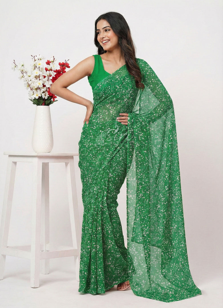 High Quality Garden Vareli Printed Nara Chiffon Saree
